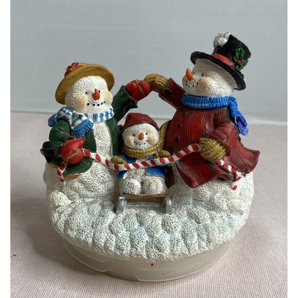 Snowman Family playing in the snow Candle Topper. So cute - Picture 2 of 8